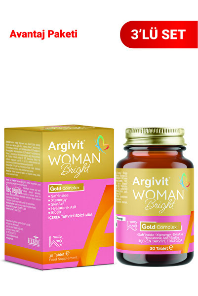 Argivit Woman Bright Gold Kompleks 3'lü Paket - Biotin, Niasin, Çinko (SAFR'İ...