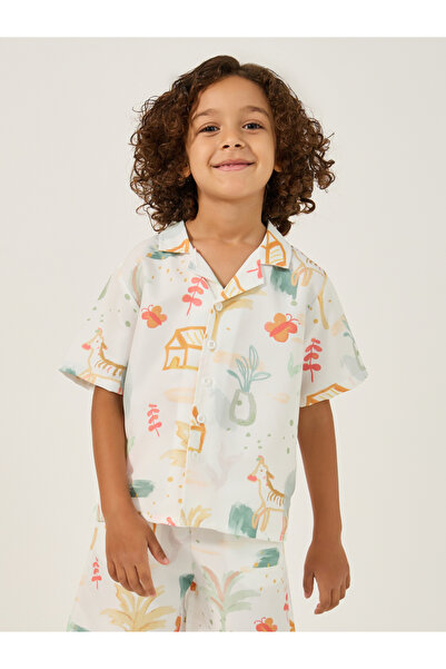 Styli Graphic Print Notch Label Shirt