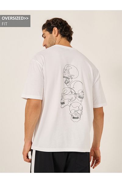 Styli Back Skull Graphic Print Short Sleeve Oversized T-Shirt