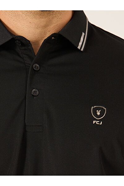 Fort Collins By Styli Men Black Tipped Short Sleeve Polo T-Shirt