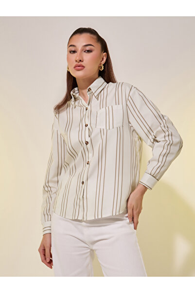 Styli قميص مخطط بجيب أمامي كبير الحجم