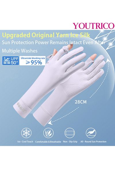 Youtrico Sun Protection Gloves Summer Cycling Fingerless Gloves For Driving Spf50 High Protection