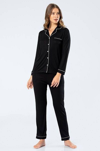 TÜREN Türen Women's Long Sleeve Shirt Collar Pajama Set