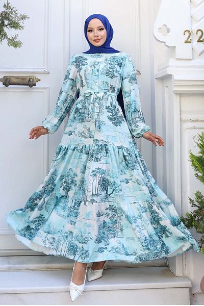 benguen Rochie hijab cu model Turcoaz 505