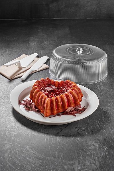 HSDemirci Acrylic Baroque White 4 Piece Cake Jar & Cake Storage Container & Stylish Presentation Organizer