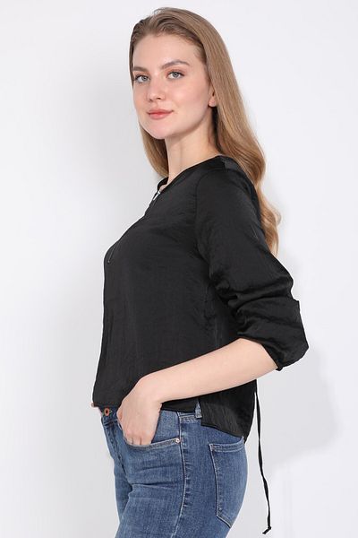 MARKAPIA Γυναικεία μπλούζα με μισό φερμουάρ Μαύρη