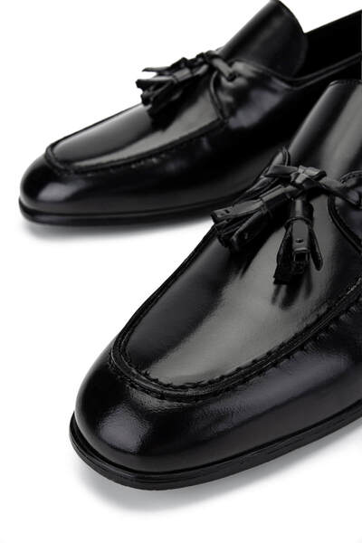 Tamer Tanca Мъжки черни отворени мокасини от естествена кожа