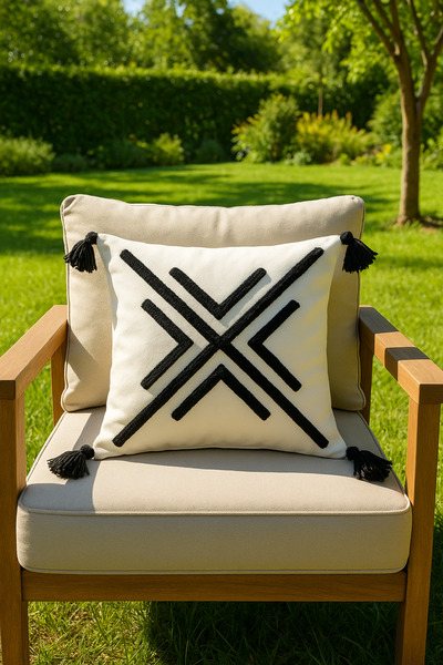 SAYMİNE Black Cross Model Punch Throw Pillow Cover