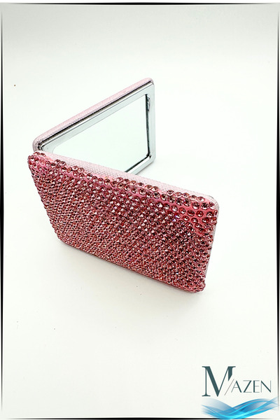 MAZEN "Taşlı Mercekli VIP Dikdörtgen Çanta Aynası – Işıltılı Taş Detaylı, Çif...