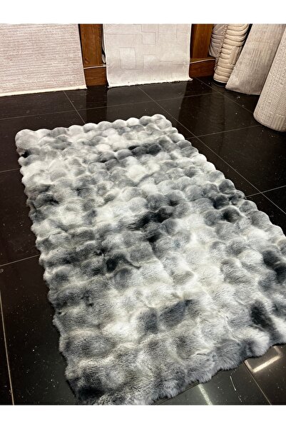 PeriDekor Bubble Peluş Tavşan Tüyü Geçişli Ithal Süet Taban Kayma Yapmaz Maki...