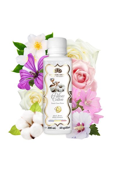 Cashmere Parfum de rufe PILLOW COTTON cu arome de piper roz, trandafir, aldehide, violete, bujor, portocală