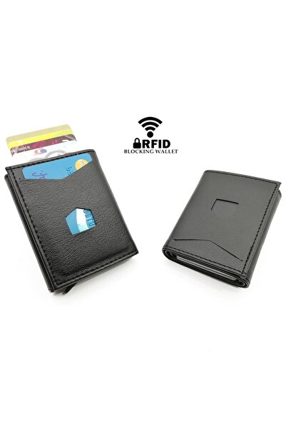 Anti-Theft Money Card Holder Wallet with Aluminum Mechanism Boxed Rfid Protection