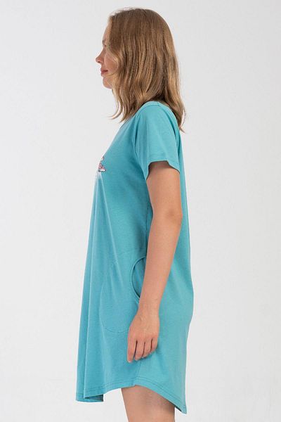 VİENETTA Women's Short Sleeve Mint Nightgown 100% Cotton C6T7N0O704