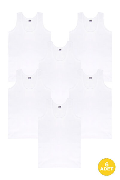 CNT Boys' Ribbed 100% Cotton White Premium Undershirts 6-Pack