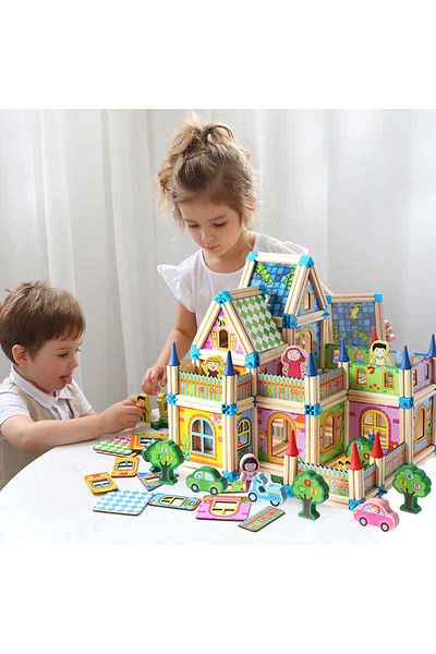 OEM Natural wood building house, Little Architect, 268 pieces
