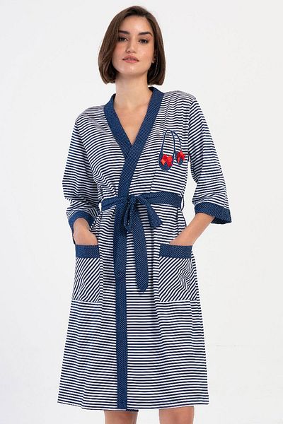 VİENETTA Γυναικείο φόρεμα με μανίκια Capri Indigo 100% ΒΑΜΒΑΚΙ C3T2N0O704