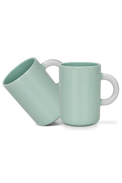 Fissman 2-Piece Mugs 540ml Green New Bone China