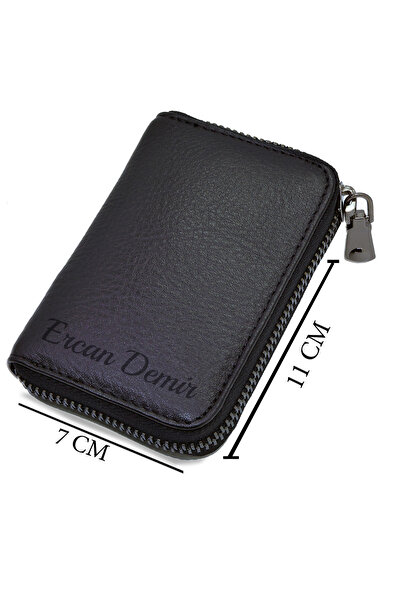 Genuine Leather Zipper Men Card Holder Wallet Keychain Bracelet Gift