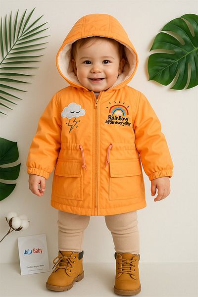Jaju Baby Orange Hooded Raincoat