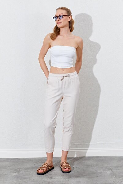 TENA Women's Stone (6813) Trousers with Trousers Legs Sewn Together in a Dirty Stitch Gabardine