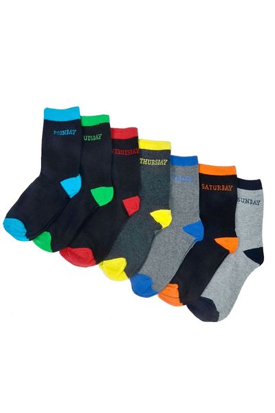e-store Set 7 perechi de șosete colorate pentru băieți, lungi, mărimea 35-38