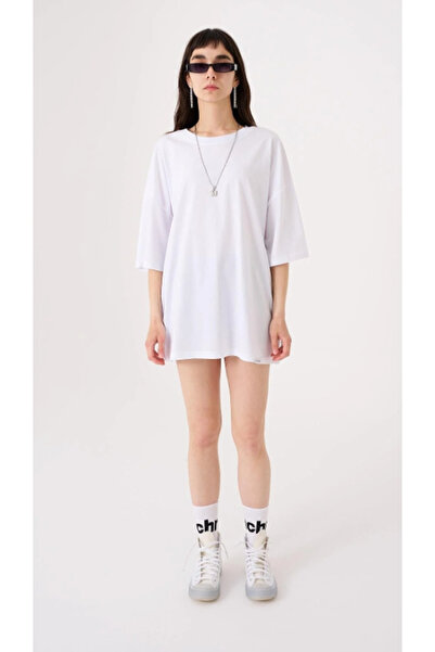 Machinist Γυναικείο Basic Cotton Single Jersey Oversize Λευκό T-Shirt