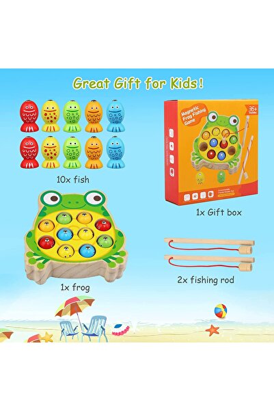 OEM Wooden fishing game, Montessori, Happy Frog