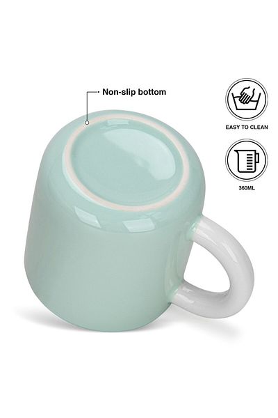 Fissman 2-Piece Mugs 360ml Green New Bone China