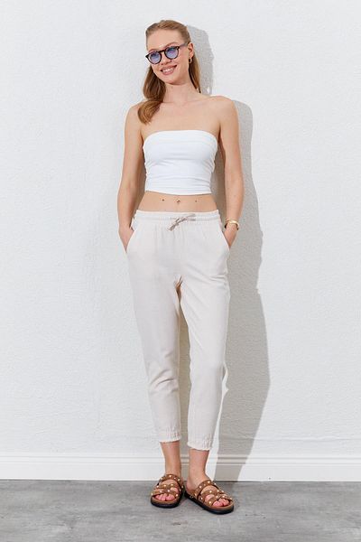 TENA Pantaloni de damă din Gabardină cu cusături cu bijuterii