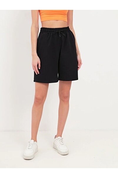 MİSTİRİK Viterbo Model Penye Rahat Bol Kadın Boks Şortu Siyah Renk