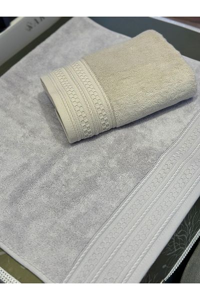 Nurpak Destan Σετ 2 πετσετών 50x90 καφέ-γκρι