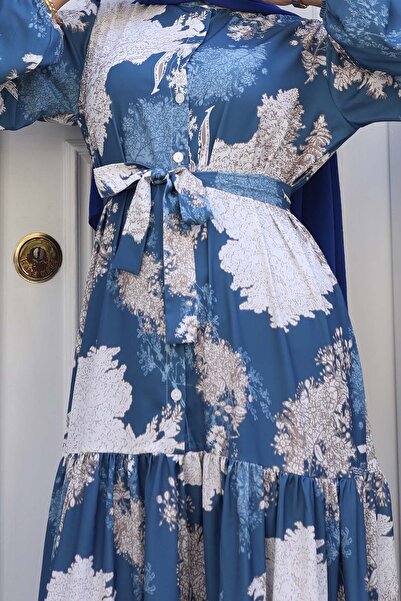 benguen Φόρεμα Hijab με σχέδιο Indigo 508