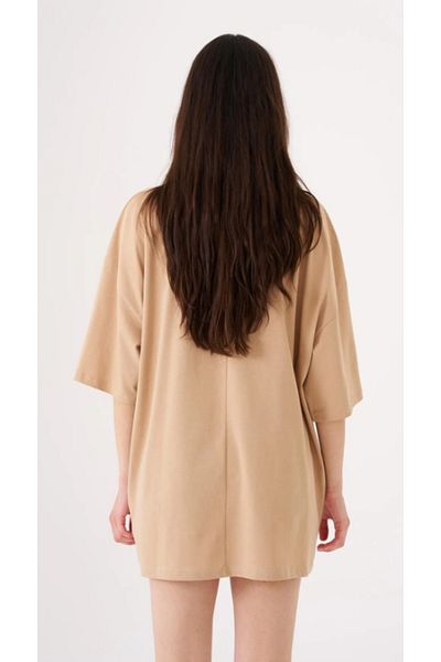 Machinist Women's Basic Cotton Supreme Oversize Beige T-shirt