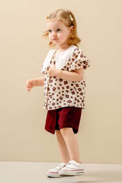 JNF kids Baby Girl Scalloped Shorts Skirt Set (Short Socks with Gift)