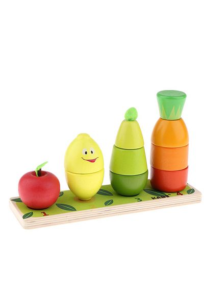OEM Joc Montessori de stivuit din lemn 3 in 1, Turnul Fructelor