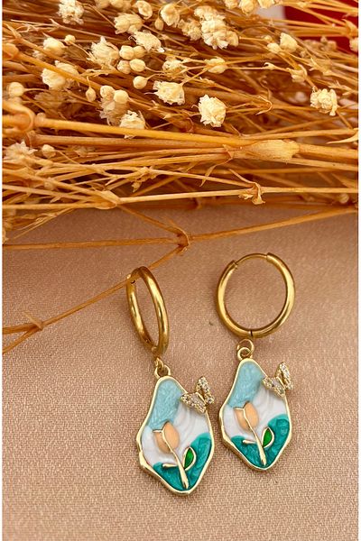 Markiz Takı Steel Color Design Earring Models 2 cm (Figure)