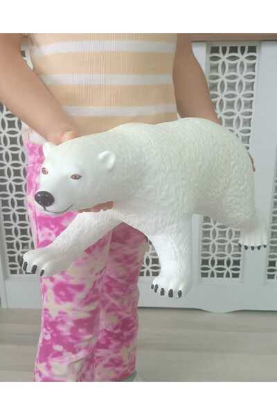 LRS STORE Süper Gerçekçi Dev Kutup Ayısı Figür Oyuncak Soft Yumusak Ayı Figürü 40 cm