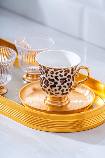 ACAR Ortigia Set of 2 Coffee Cups with Glass Trays - 90 ml