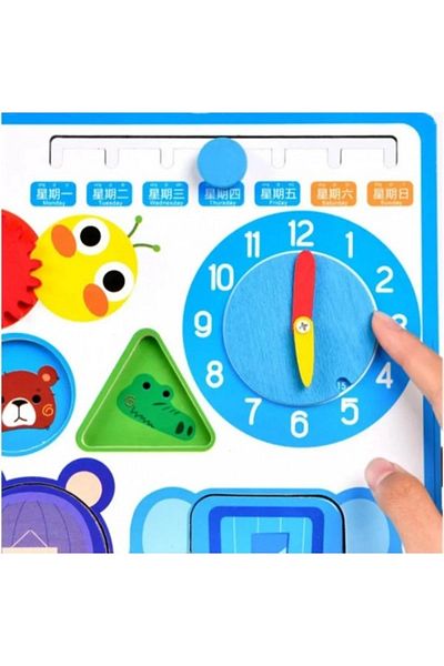 OEM Placa puzzle si activitati Montessori incuietori din lemn, calendar si ceas