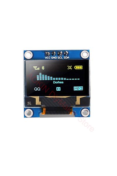 AOKIN Blue Yellow 0.96" Inch Oled Display Screen Module Ssd1306 I2c Iic Spi Serial 128x64 3.3v-5v Blue/blu