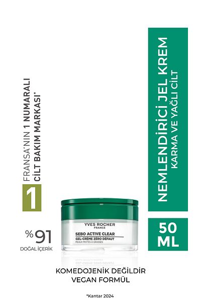 Yves Rocher Hydrating Cream for Mixed/Oily Skin-Zinc&Salicylic Acid-Sebo Active Clear Botanical Complex-50Ml