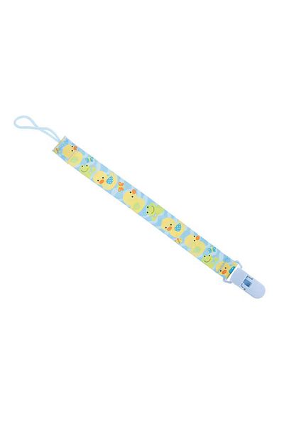 OEM Lant suzeta sau jucarie, cu clips, imprimeu cu animalute, blue