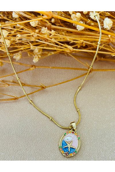 Markiz Takı Steel Color Design Necklace Models 2 cm (Figure) 40 cm +5 cm Chain