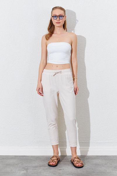 TENA Pantaloni de damă din Gabardină cu cusături cu bijuterii
