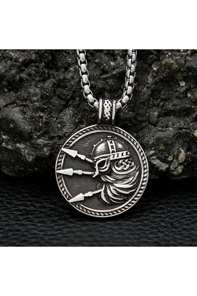 Viking Warrior Design Nordic Mythology 316L Stainless Steel Square Chain Necklace