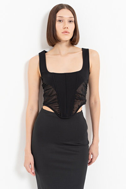 Kikiriki Siyah Askılı Balenli Büstiyer