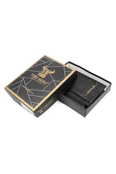 Toro Nero Men's card holder made of genuine leather, black Icon