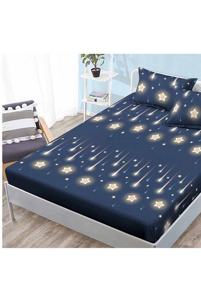 OEM Bed Sheet and Pillowcase Set, Finet, 3 Pieces, 2 Persons, Beautiful Star Print, Multicolor