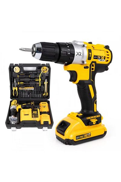MACVI Trusă Bormașină pentru Bricolaj, 2 acumulatori de 48V si 30 accesorii