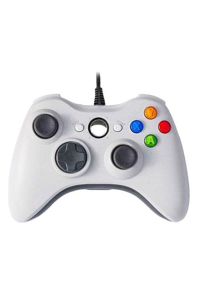 MACVI Macvi® Dual Shock Controller for Xbox 360 and PC, White, with 2.5 m USB Cable